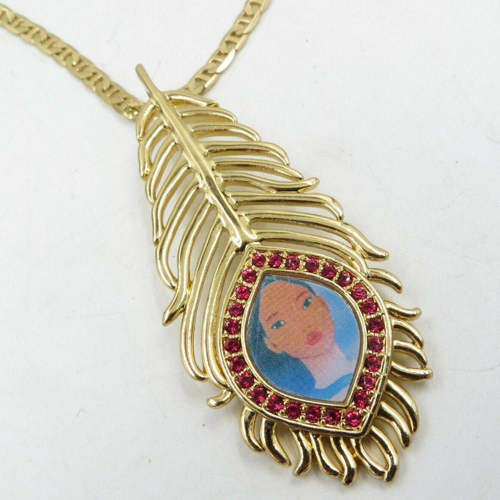 DISNEY COUTURE POCAHONTAS 14KT GP FEATHER NECKLACE - Picture 4 of 5